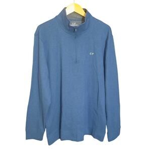 Vineyard Vines Mens Blue Long Sleeve 1/4 Zip Performance Pullover Shirt Size XL